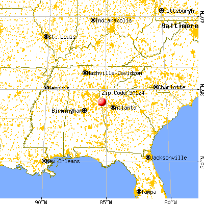 Cave Spring, GA (30124) map from a distance