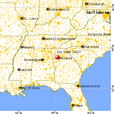 Powder Springs, GA (30127) map from a distance