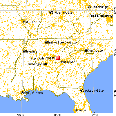 Euharlee, GA (30145) map from a distance