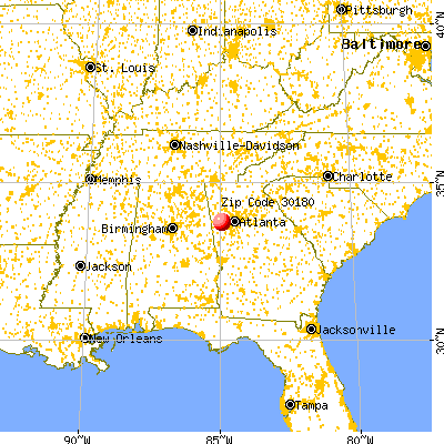 Villa Rica, GA (30180) map from a distance
