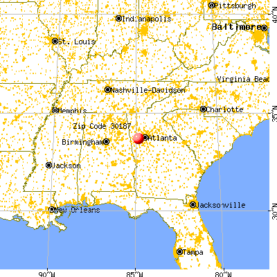 Douglasville, GA (30187) map from a distance