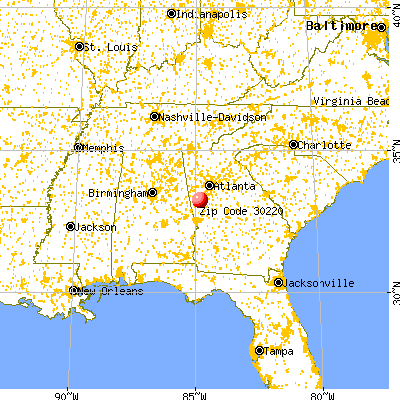 Grantville, GA (30220) map from a distance