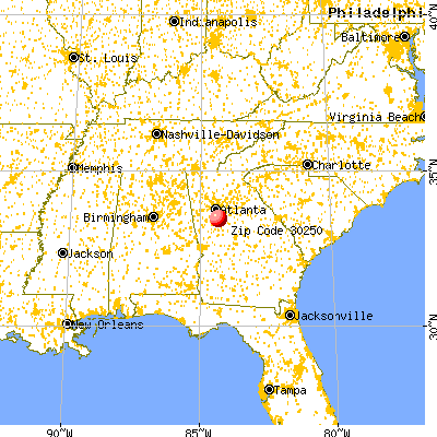 Lovejoy, GA (30250) map from a distance