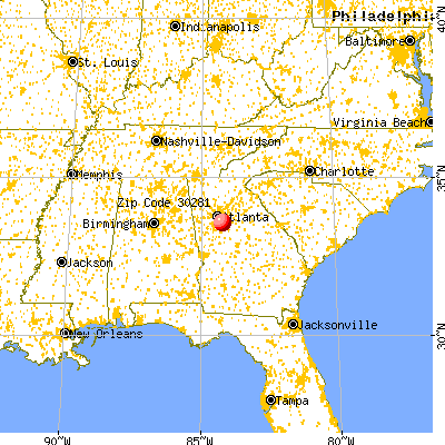 Stockbridge, GA (30281) map from a distance