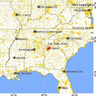 Atlanta, GA (30312) map from a distance