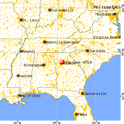 North Atlanta, GA (30319) map from a distance