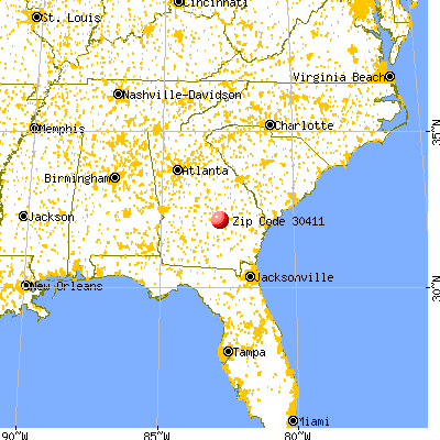 Alamo, GA (30411) map from a distance