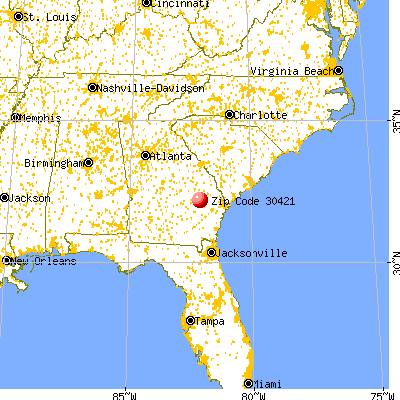 Collins, GA (30421) map from a distance