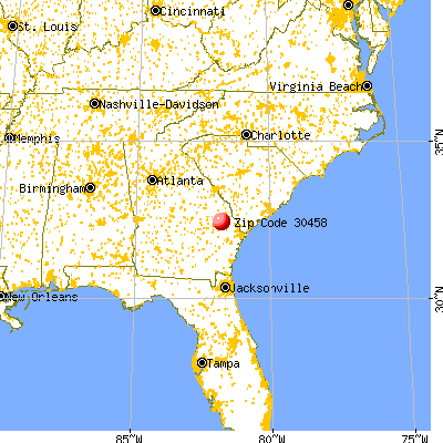Statesboro, GA (30458) map from a distance