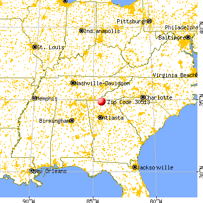 Blue Ridge, GA (30513) map from a distance