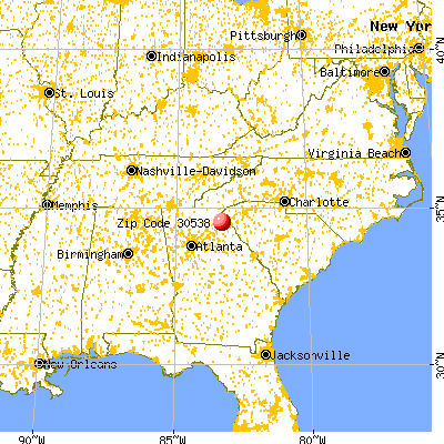 Toccoa, GA (30538) map from a distance