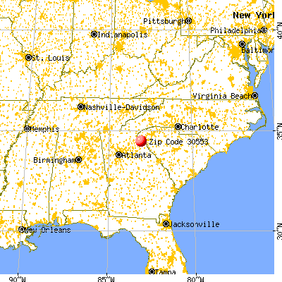 Gumlog, GA (30553) map from a distance