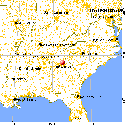 Pendergrass, GA (30567) map from a distance