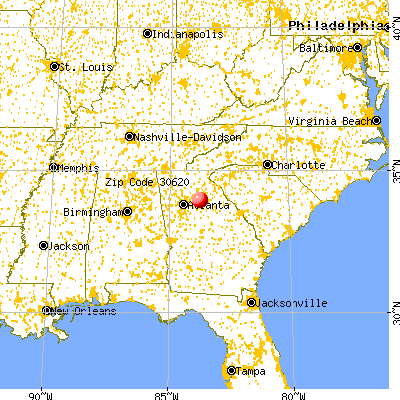 Bethlehem, GA (30620) map from a distance