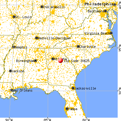 Buckhead, GA (30625) map from a distance