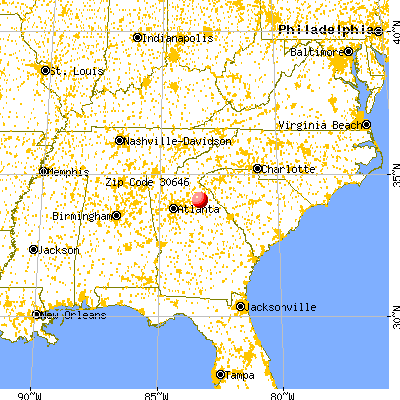 Hull, GA (30646) map from a distance