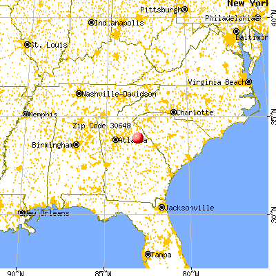 Lexington, GA (30648) map from a distance