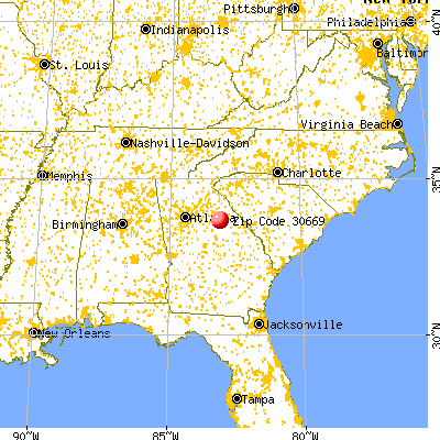 Woodville, GA (30669) map from a distance