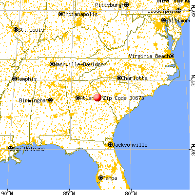 Washington, GA (30673) map from a distance