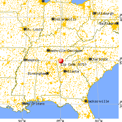 Cohutta, GA (30710) map from a distance