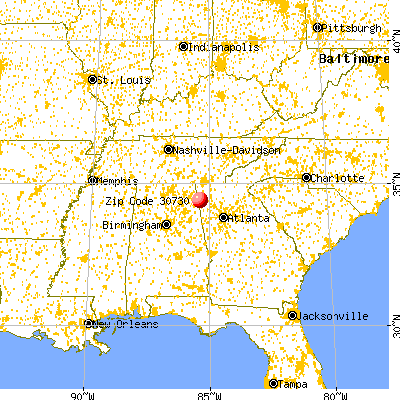 Lyerly, GA (30730) map from a distance