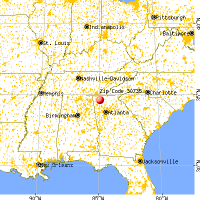 Resaca, GA (30735) map from a distance