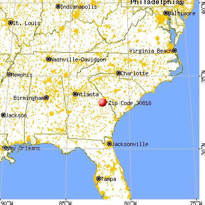 Keysville, GA (30816) map from a distance