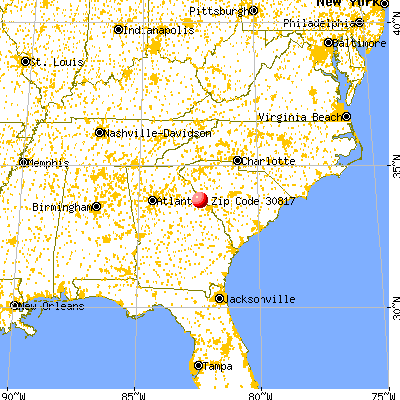 Lincolnton, GA (30817) map from a distance