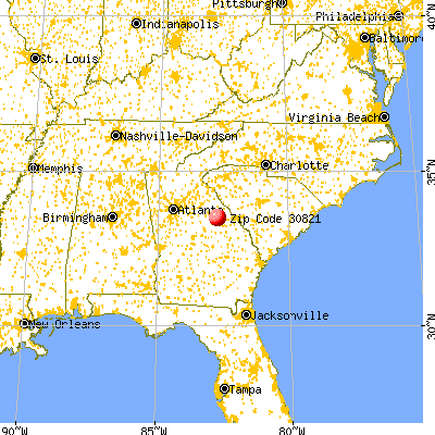 Norwood, GA (30821) map from a distance