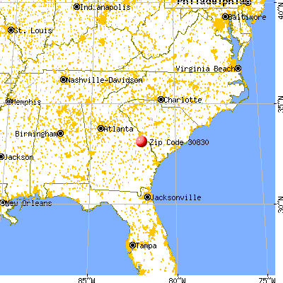 Waynesboro, GA (30830) map from a distance