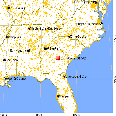Adrian, GA (31002) map from a distance