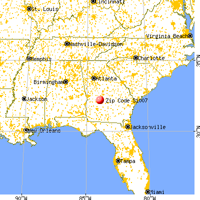 Byromville, GA (31007) map from a distance