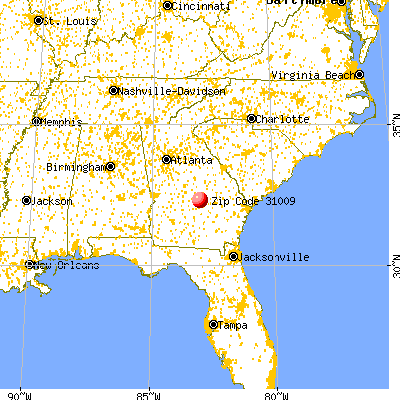 Cadwell, GA (31009) map from a distance