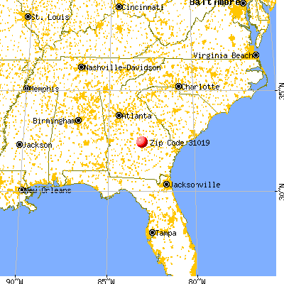 Dexter, GA (31019) map from a distance