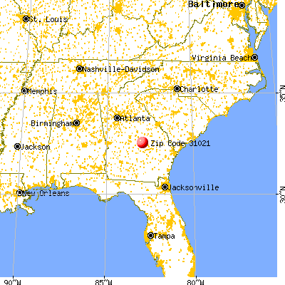 Dublin, GA (31021) map from a distance