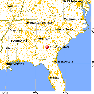Dudley, GA (31022) map from a distance