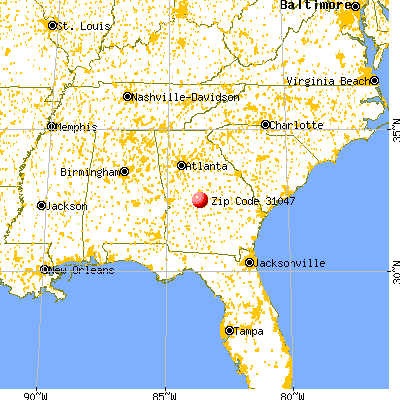 Perry, GA (31047) map from a distance