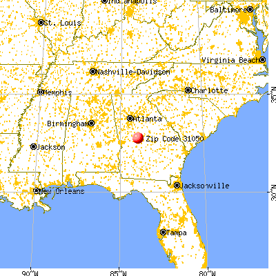 Knoxville, GA (31050) map from a distance