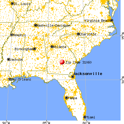 Milan, GA (31060) map from a distance