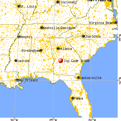 Oglethorpe, GA (31068) map from a distance