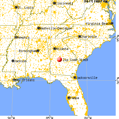 Perry, GA (31069) map from a distance
