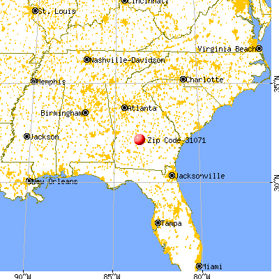 Pineview, GA (31071) map from a distance