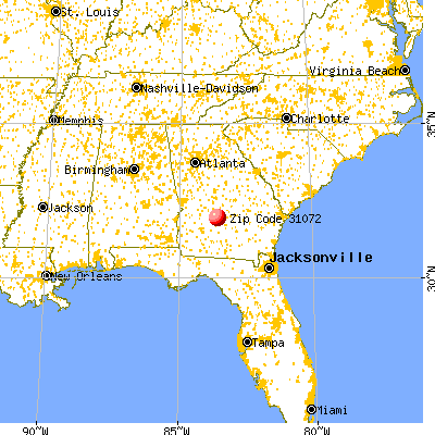 Pitts, GA (31072) map from a distance