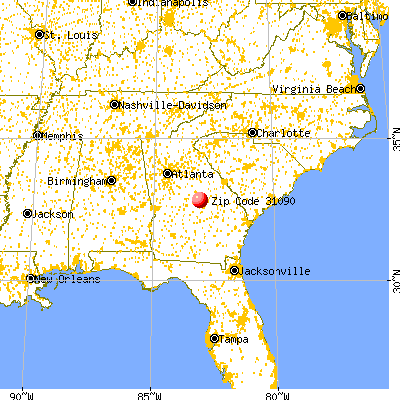 Toomsboro, GA (31090) map from a distance