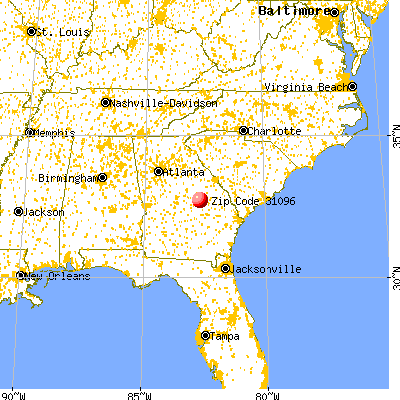 Wrightsville, GA (31096) map from a distance