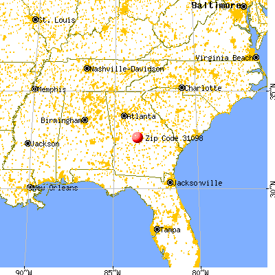 Robins AFB, GA (31098) map from a distance