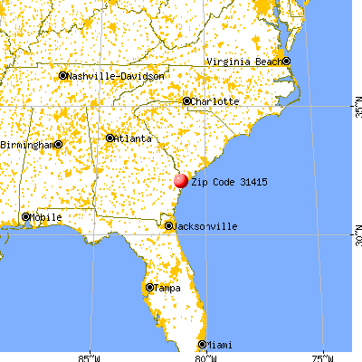 Savannah, GA (31415) map from a distance