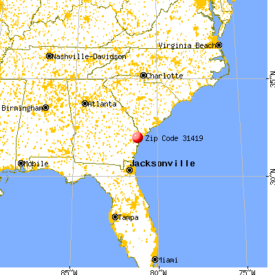 Savannah, GA (31419) map from a distance