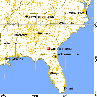 Douglas, GA (31533) map from a distance