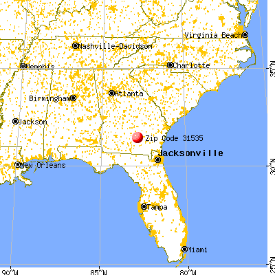 Douglas, GA (31535) map from a distance